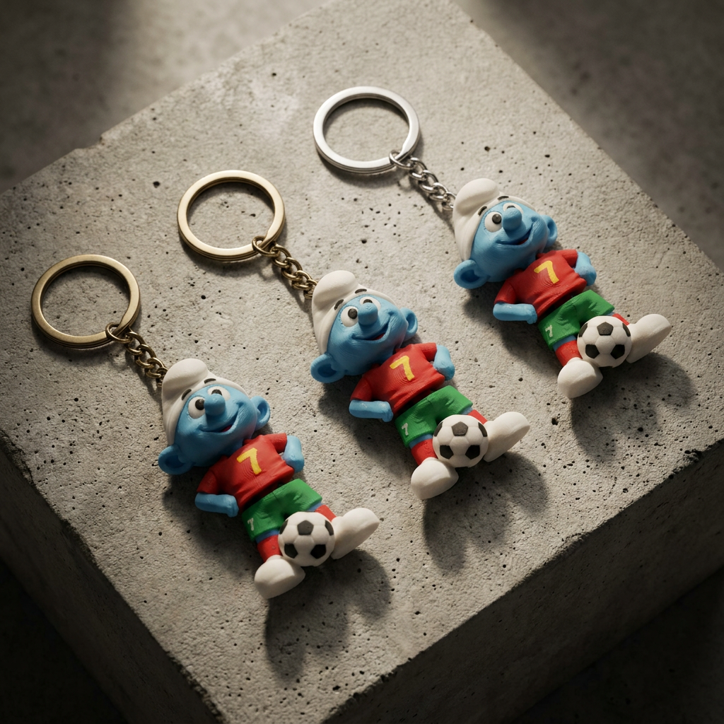 Smurf Football Keychain