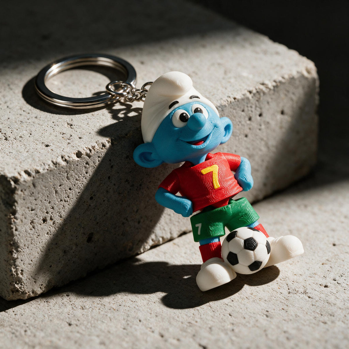Smurf Football Keychain