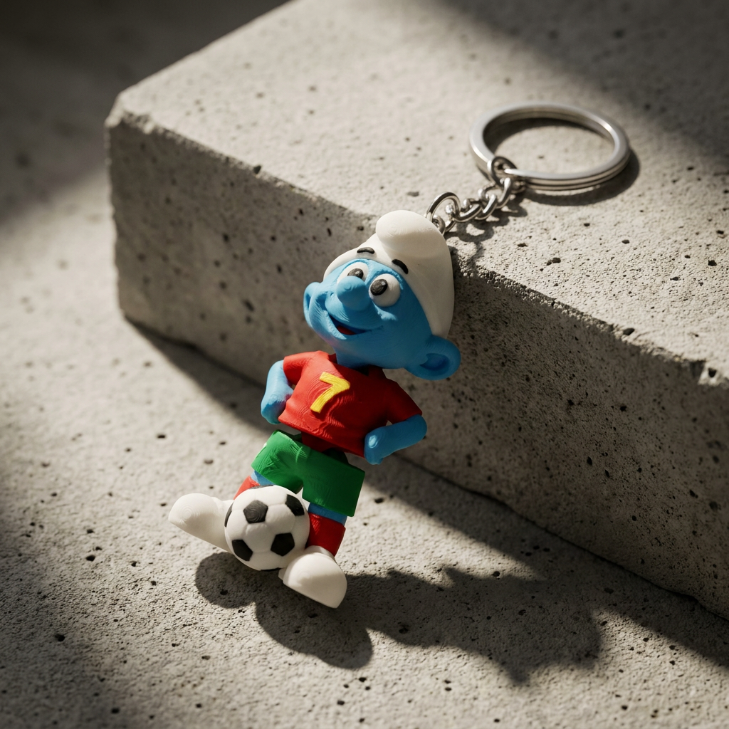 Smurf Football Keychain