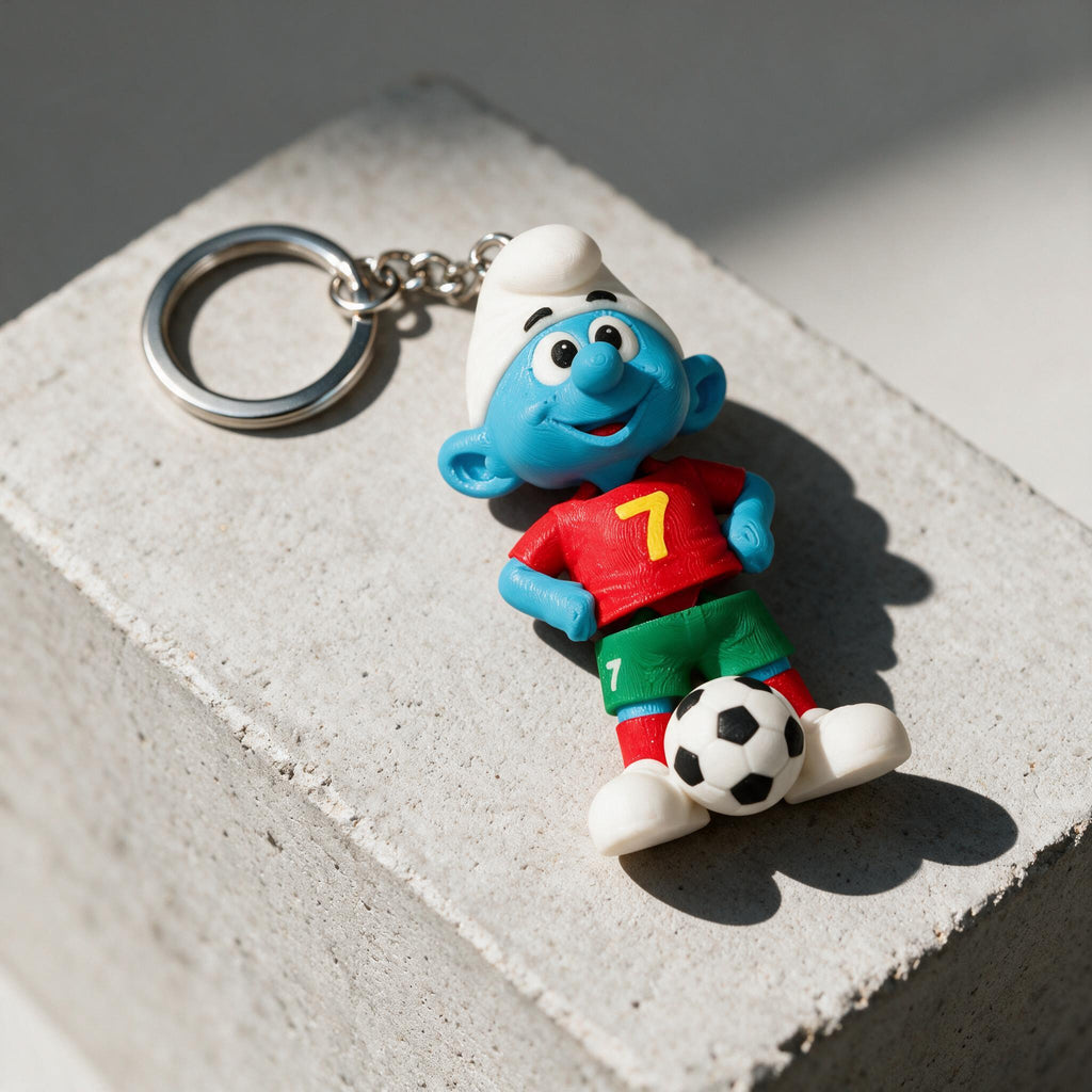Smurf Football Keychain