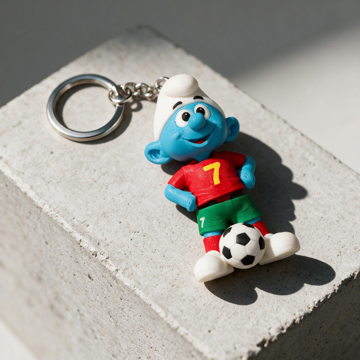 Smurf Football Keychain