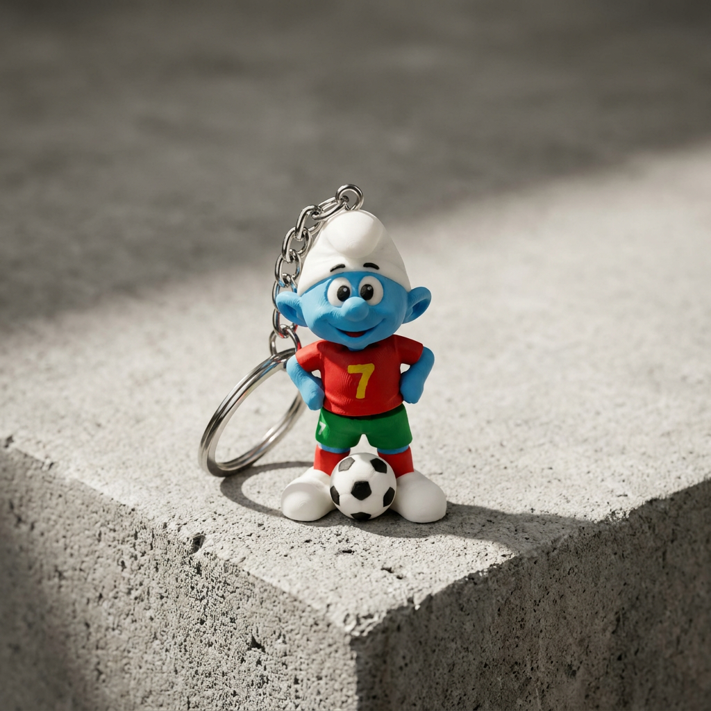 Smurf Football Keychain